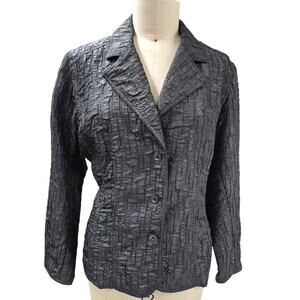 Chico’s Black & Silver Textured Crinkle Jacket Sz 3